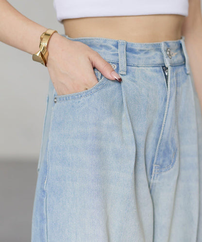 【Yuna企畫】高腰褶皺寬鬆牛仔褲