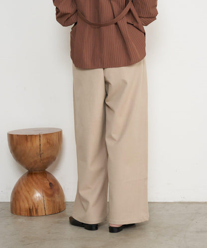 微絨拼色寬腿褲