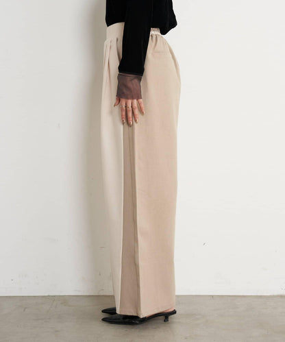 微絨拼色寬腿褲