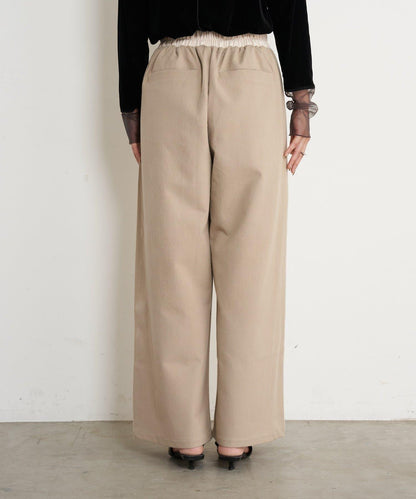 微絨拼色寬腿褲