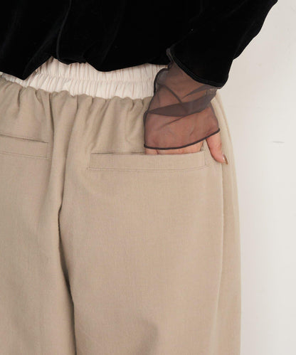 微絨拼色寬腿褲