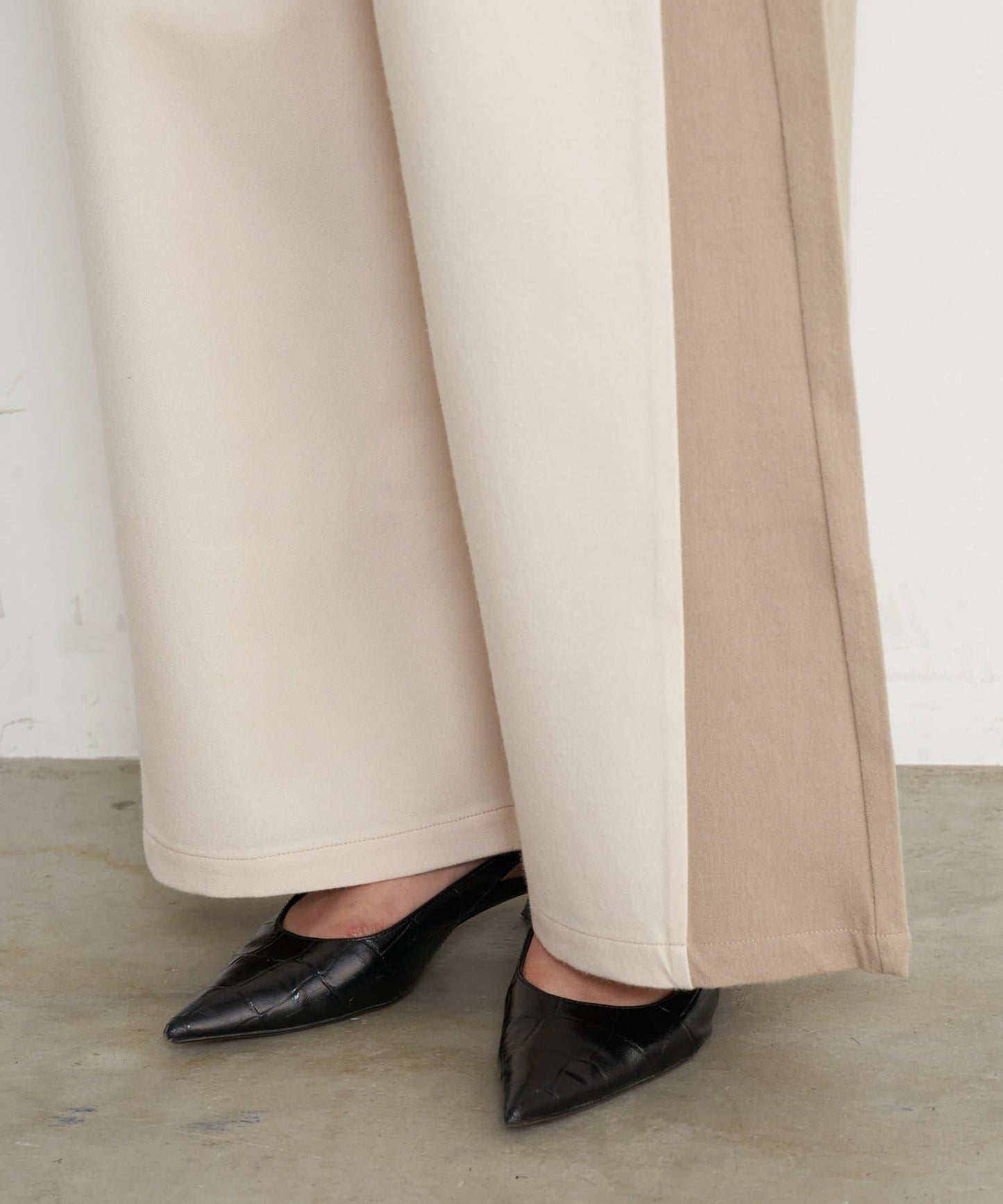 微絨拼色寬腿褲