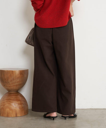 微絨拼色寬腿褲