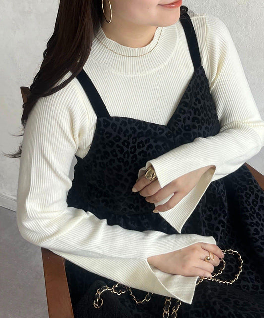 高領羅紋針織上衣