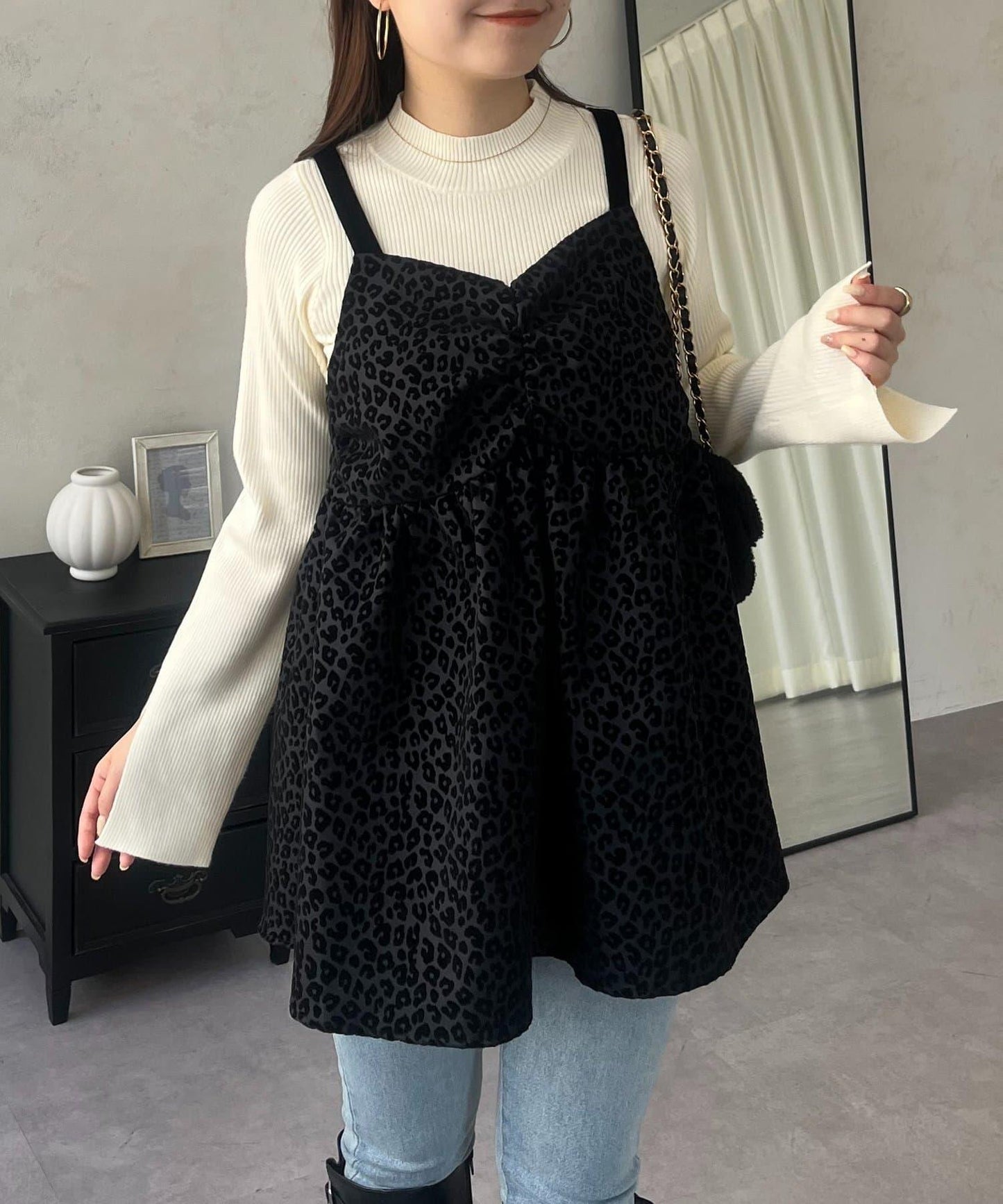 高領羅紋針織上衣