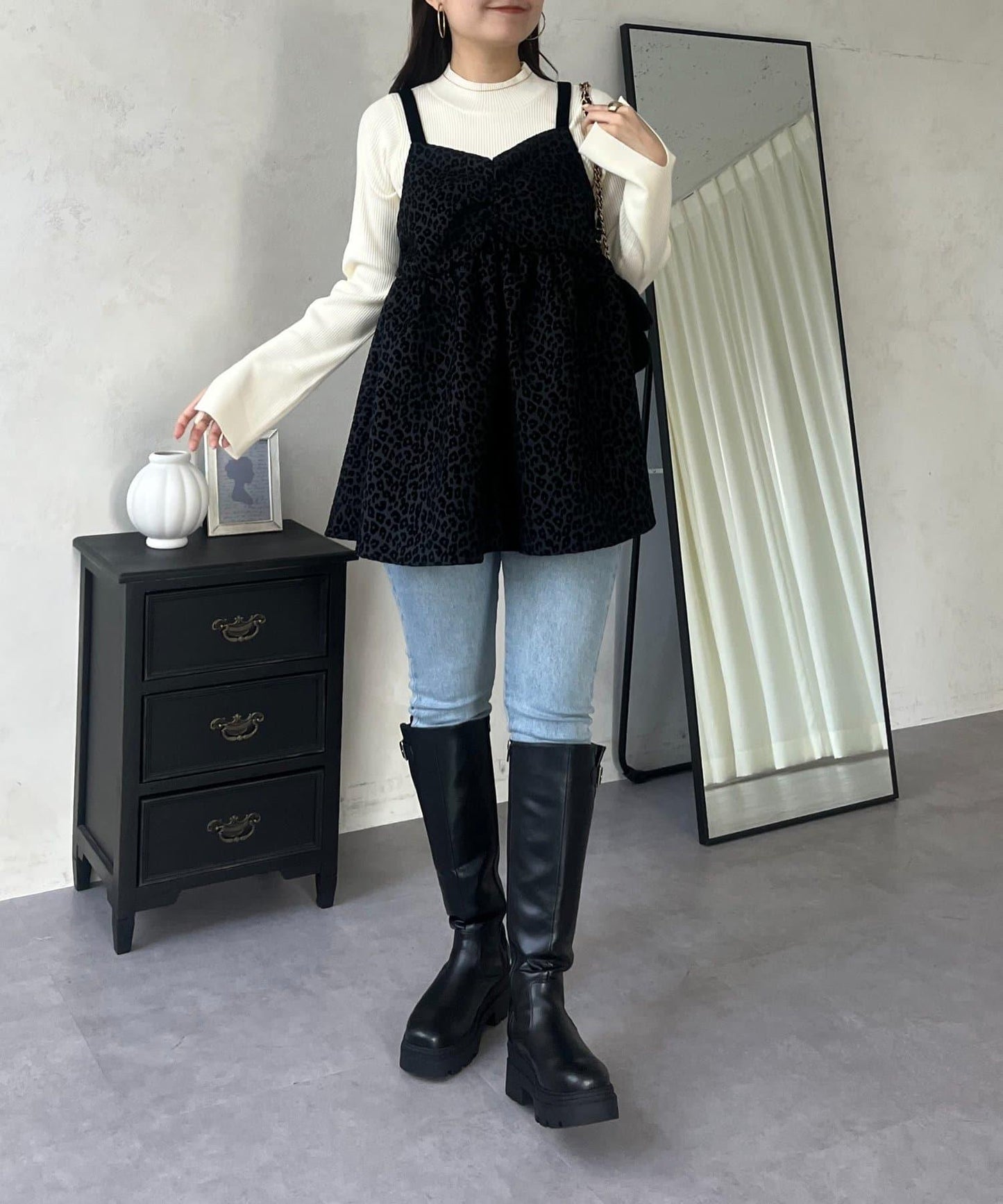 高領羅紋針織上衣