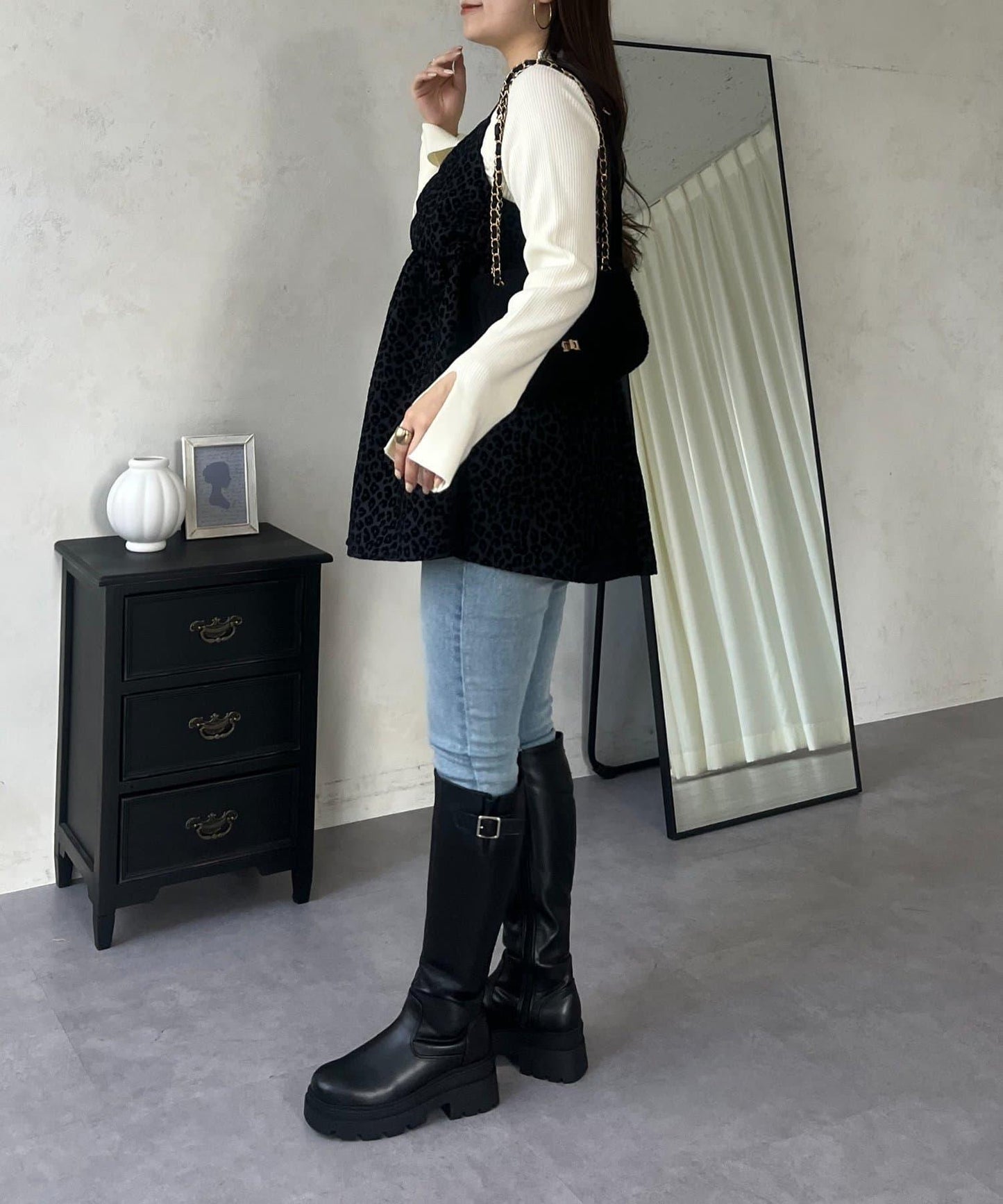 高領羅紋針織上衣