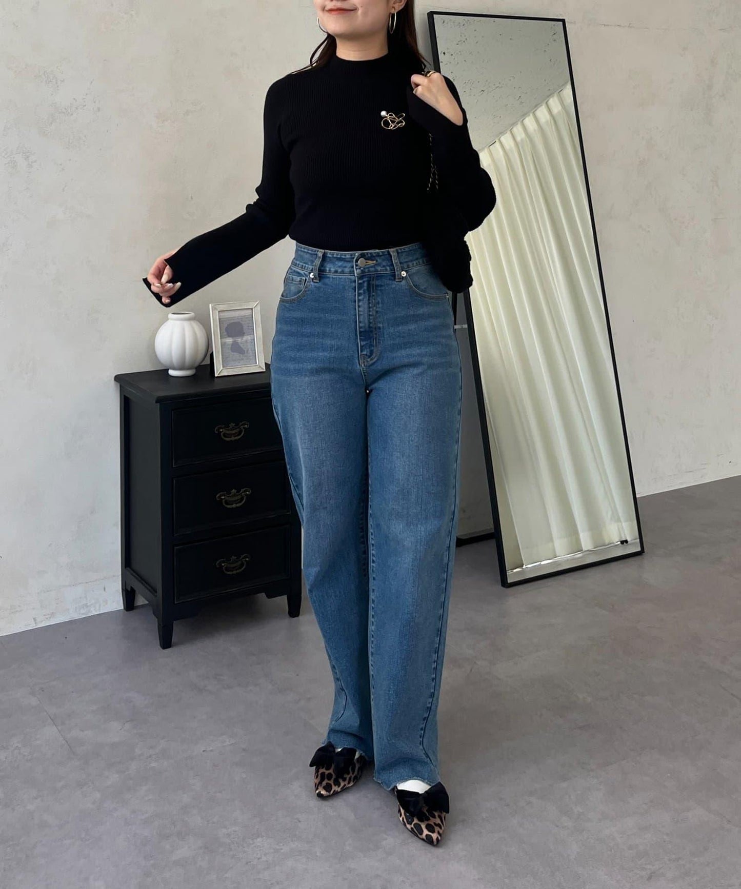 高領羅紋針織上衣