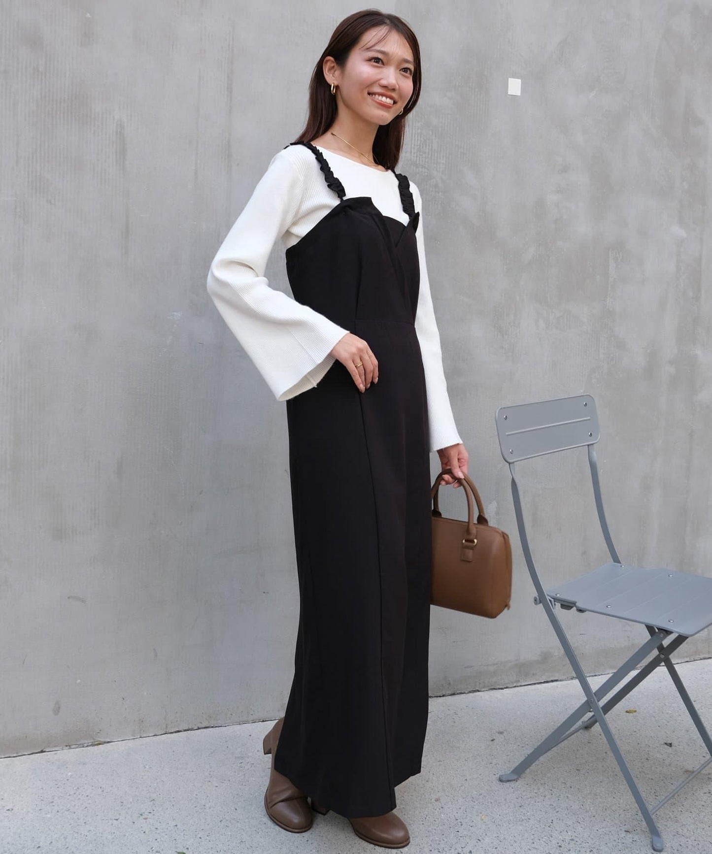 【ITAMI企畫】喇叭袖針織衫×兩穿吊帶連衣裙