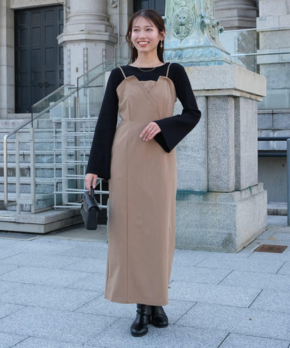 【ITAMI企畫】喇叭袖針織衫×兩穿吊帶連衣裙