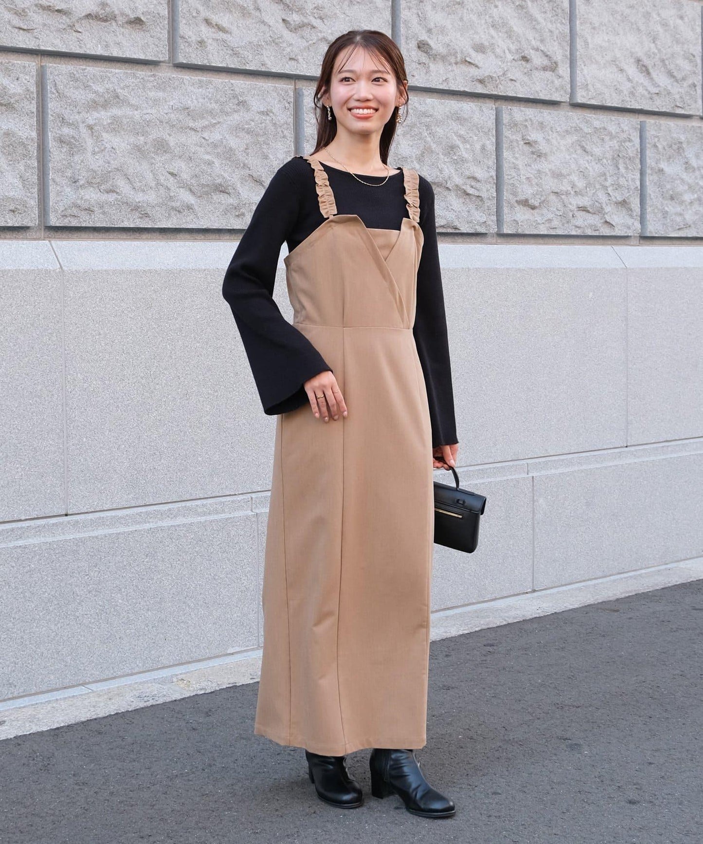 【ITAMI企畫】喇叭袖針織衫×兩穿吊帶連衣裙