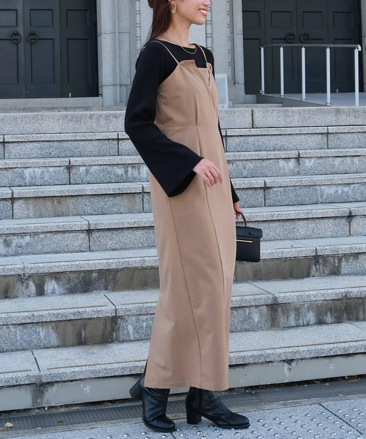 【ITAMI企畫】喇叭袖針織衫×兩穿吊帶連衣裙