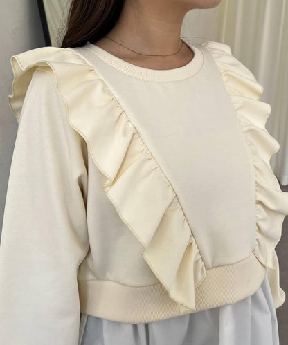 荷葉邊拼接荷葉下襬衛衣