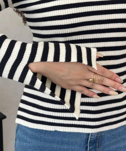 高領羅紋針織上衣