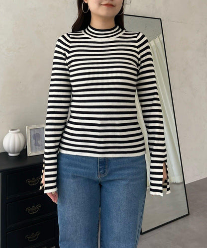 高領羅紋針織上衣