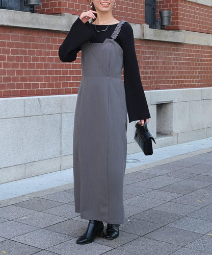 【ITAMI企畫】喇叭袖針織衫×兩穿吊帶連衣裙