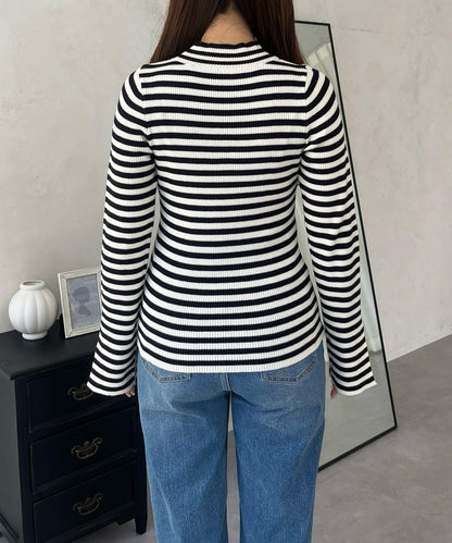 高領羅紋針織上衣