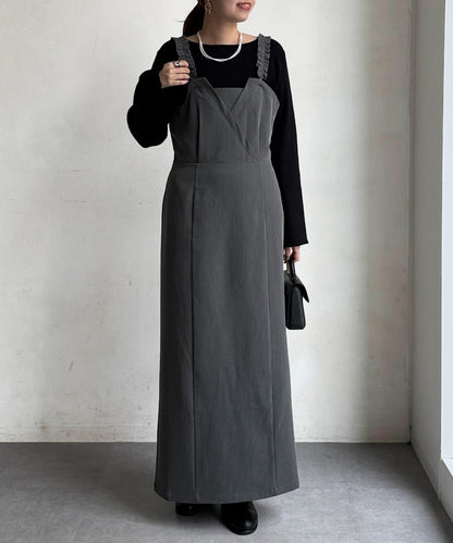 【ITAMI企畫】喇叭袖針織衫×兩穿吊帶連衣裙