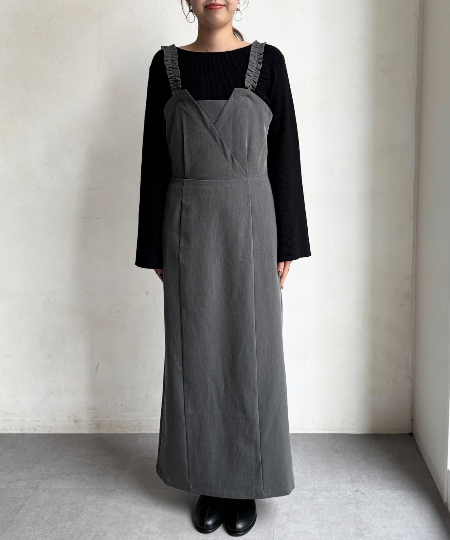 【ITAMI企畫】喇叭袖針織衫×兩穿吊帶連衣裙