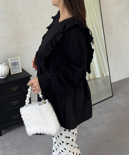 荷葉邊拼接荷葉下襬衛衣