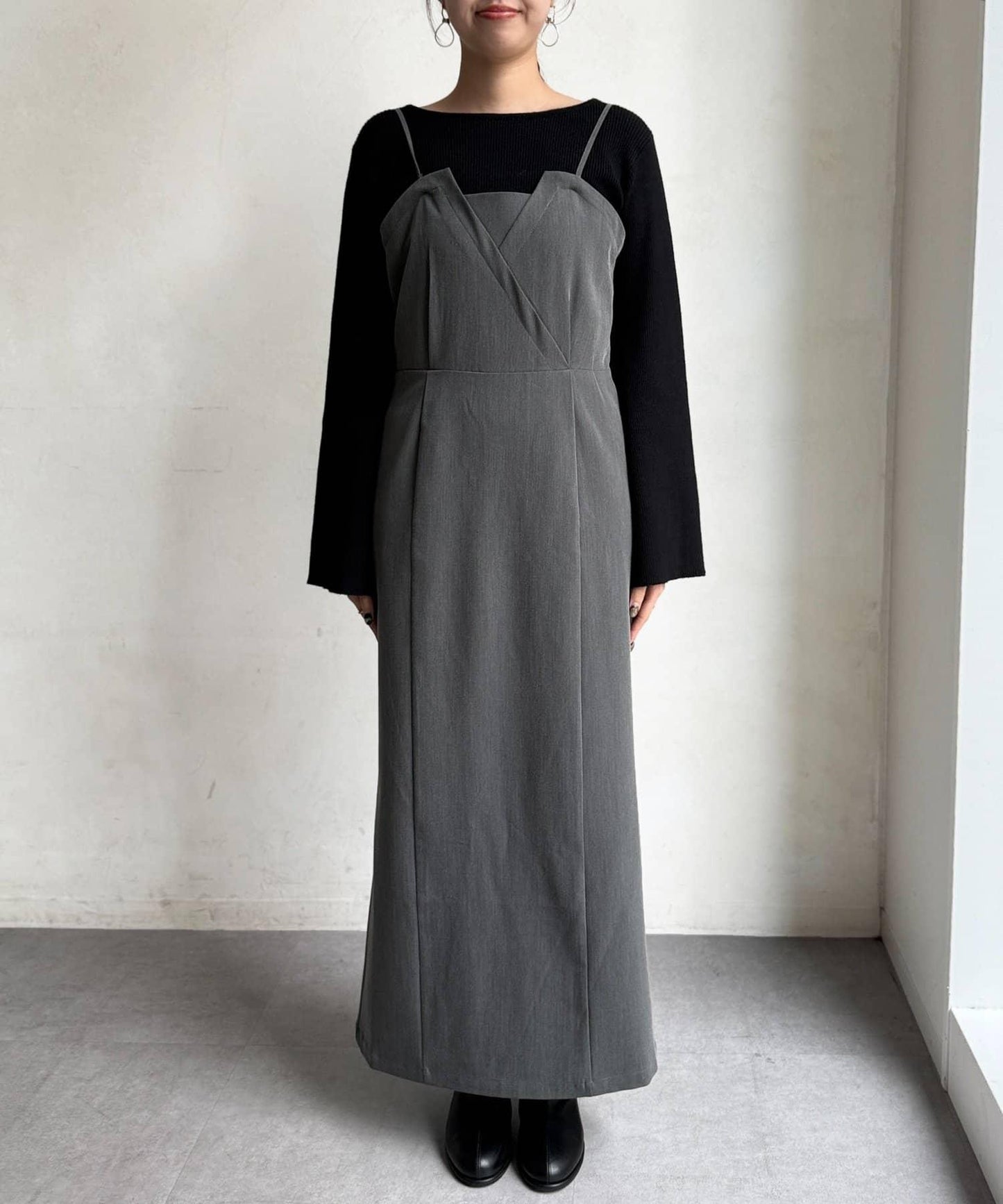 【ITAMI企畫】喇叭袖針織衫×兩穿吊帶連衣裙