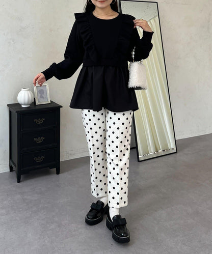 荷葉邊拼接荷葉下襬衛衣