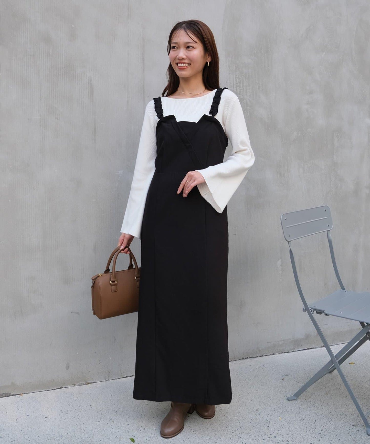 【ITAMI企畫】喇叭袖針織衫×兩穿吊帶連衣裙