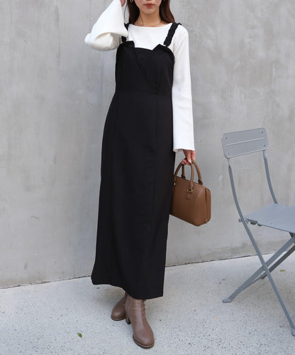 【ITAMI企畫】喇叭袖針織衫×兩穿吊帶連衣裙