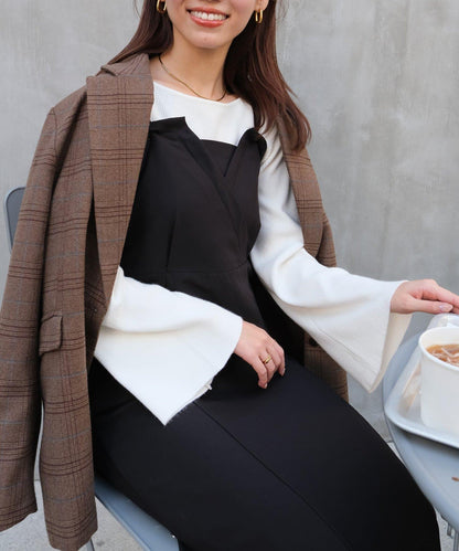 【ITAMI企畫】喇叭袖針織衫×兩穿吊帶連衣裙