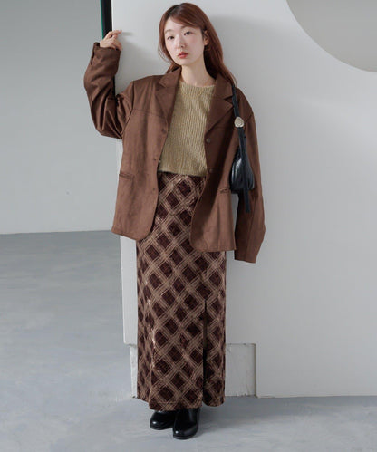 【Kastane】格紋天鵝絨半身裙