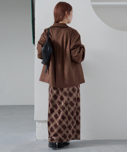 【Kastane】格紋天鵝絨半身裙