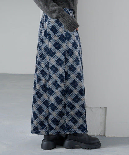 【Kastane】格紋天鵝絨半身裙