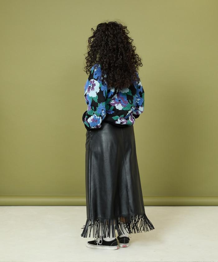 燈芯絨花卉圖案針織衫