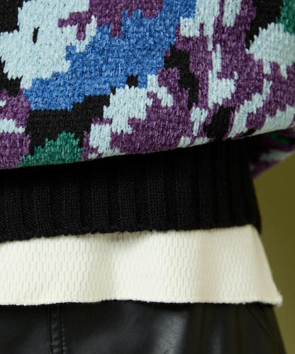 燈芯絨花卉圖案針織衫