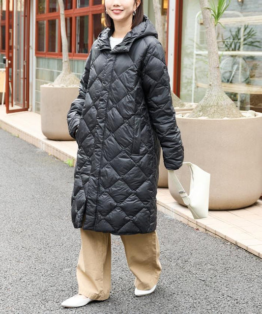 城市可收納連帽長款羽絨服