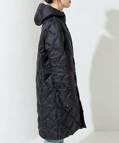 城市可收納連帽長款羽絨服