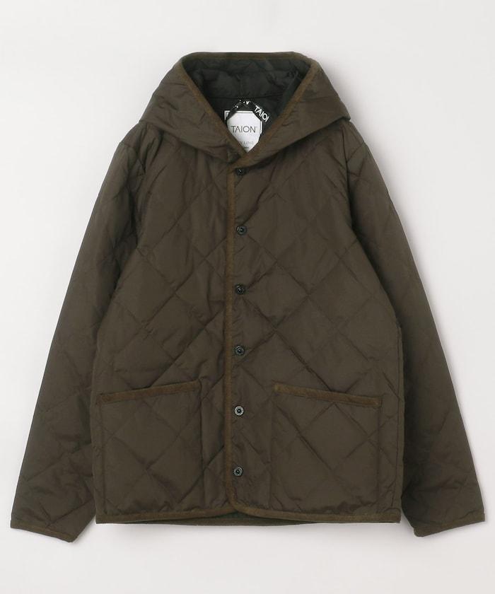CITY撞色拼接連帽羽絨開衫（羽絨服）