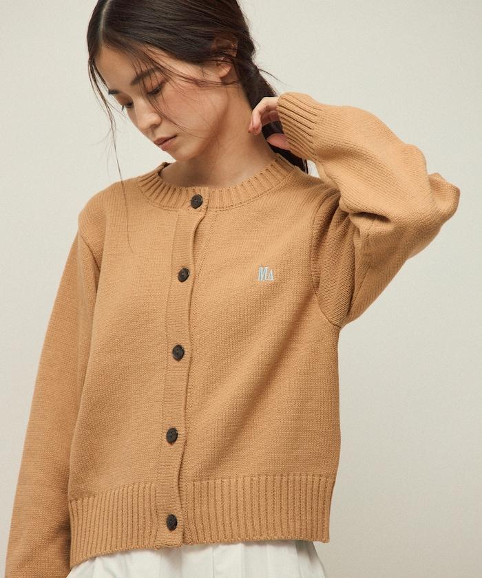 MA簡約刺繡logo圓領針織開衫