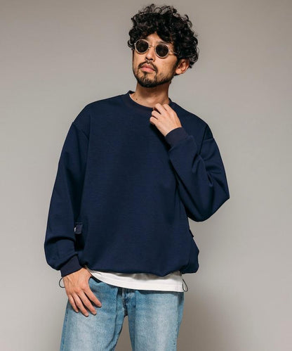 側邊口袋抽繩連帽圓領衛衣