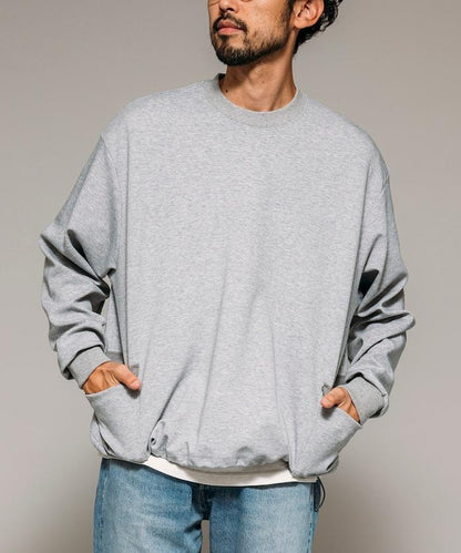 側邊口袋抽繩連帽圓領衛衣