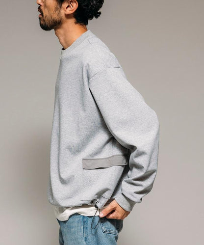 側邊口袋抽繩連帽圓領衛衣