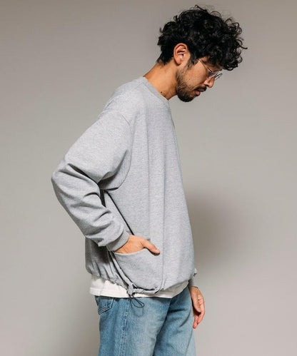 側邊口袋抽繩連帽圓領衛衣