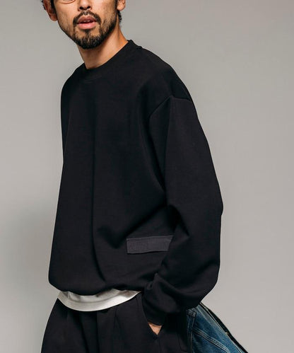 側邊口袋抽繩連帽圓領衛衣