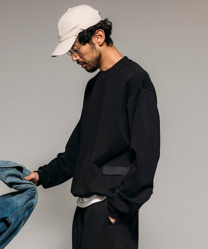 側邊口袋抽繩連帽圓領衛衣