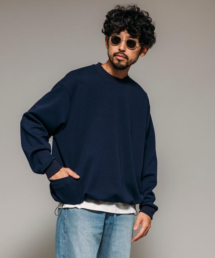 側邊口袋抽繩連帽圓領衛衣