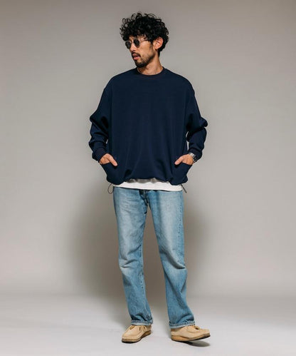 側邊口袋抽繩連帽圓領衛衣