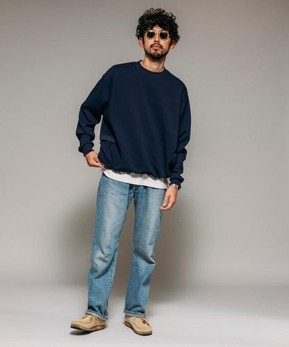 側邊口袋抽繩連帽圓領衛衣