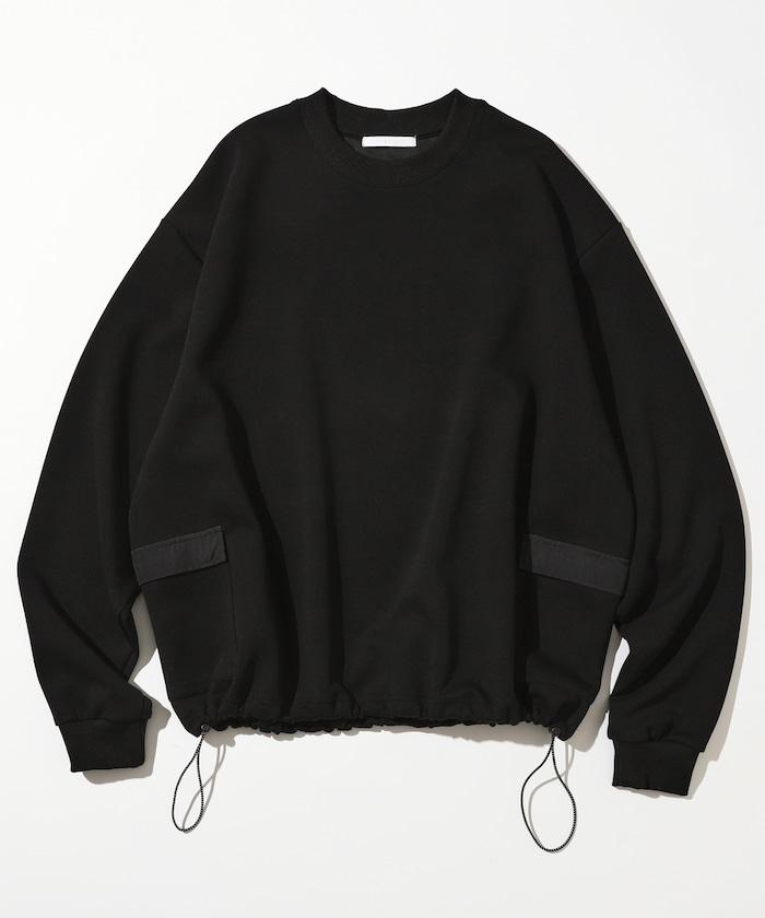 側邊口袋抽繩連帽圓領衛衣