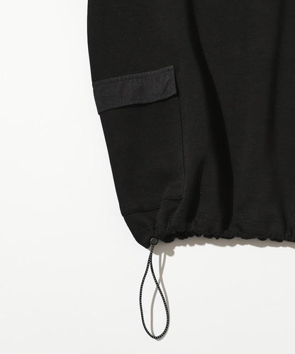 側邊口袋抽繩連帽圓領衛衣