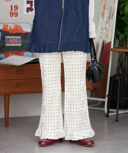 【neutral】2尺碼可選/下襬荷葉邊喇叭褲